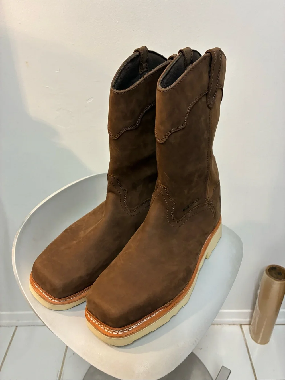 Frye Brown Nubuck Cowboy Work Boots NEW